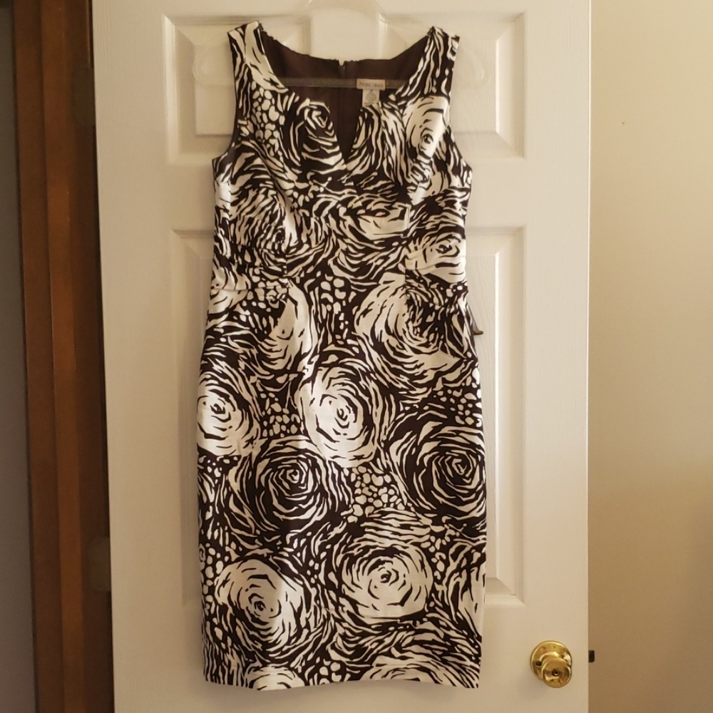 André Oliver linen white & brown dress